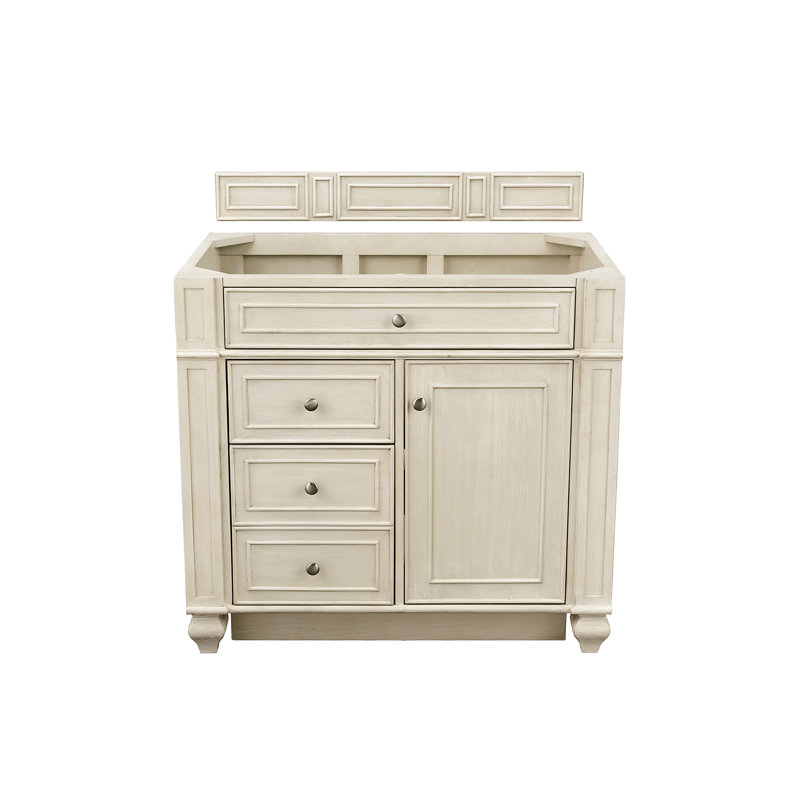 Bristol 36'' W Single Vanity, Whitewashed Walnut, 8" Widespread, White Zeus