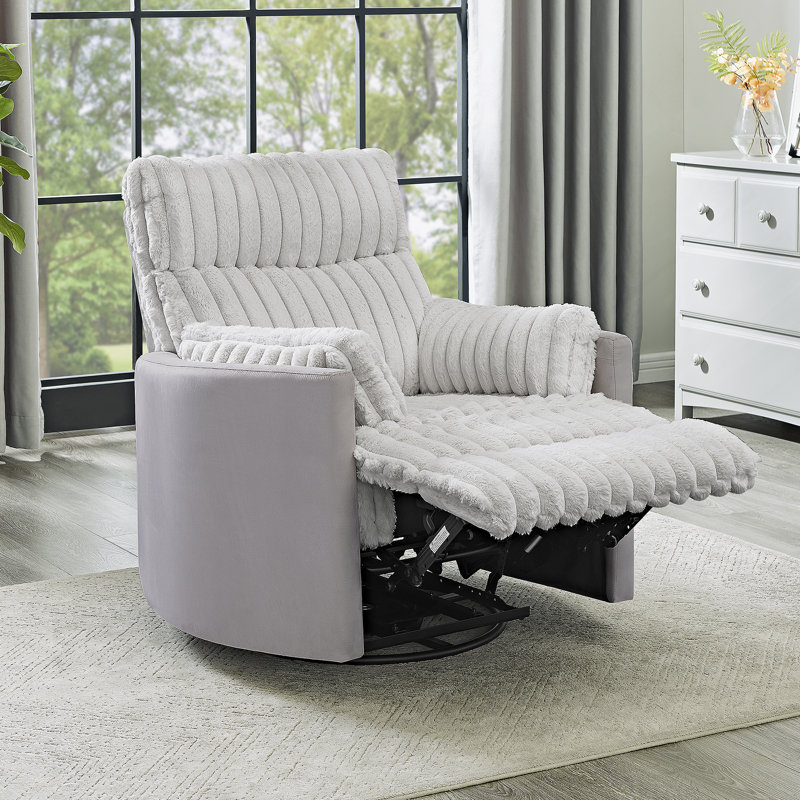 Bocaton Wide Wale Corduroy Upholstery Manual Recliner, Gray, Gray Fabric