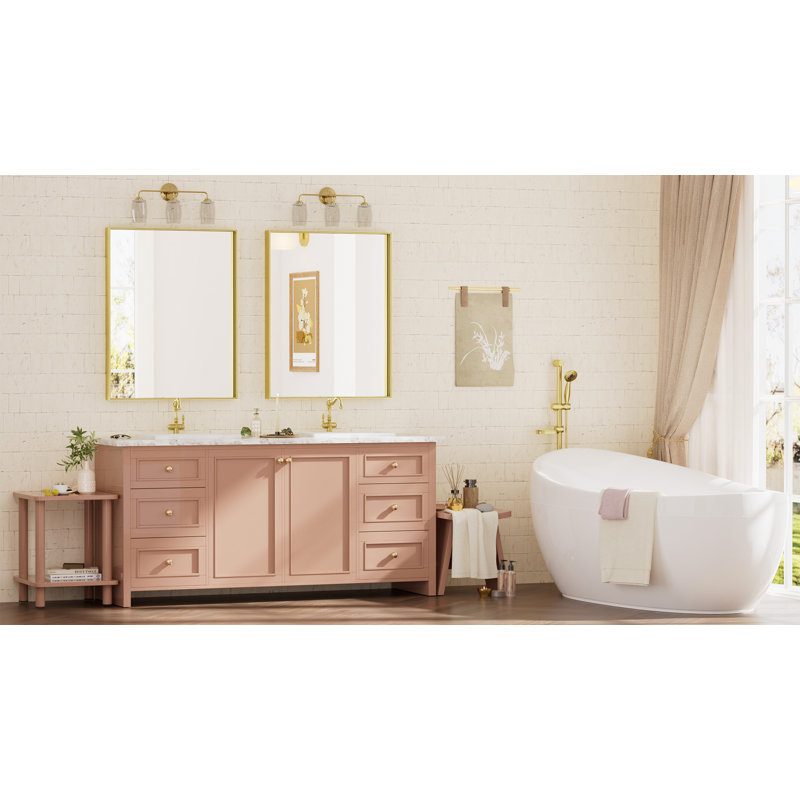 Miroir de vanité encadré / Miroir d'appoint, Doré, 36 po x 28 po