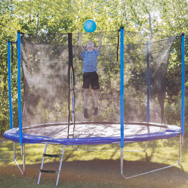 Dellonda ft Round Backyard Trampoline with Safety Enclosure