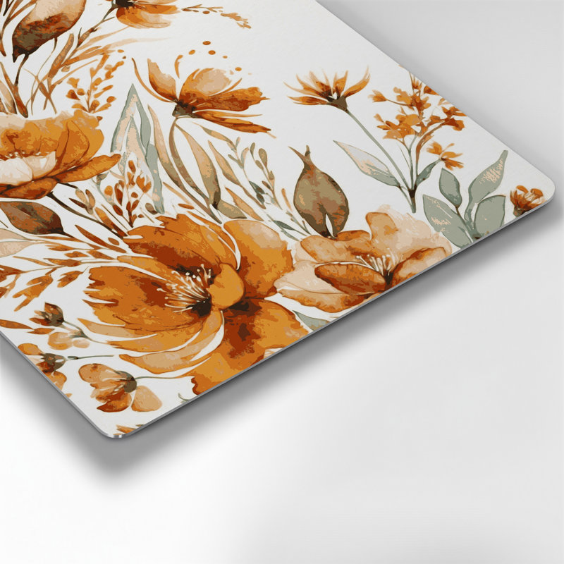 Aquarelle florale, art mural gris en métal 56, H 32 po x l 32 po
