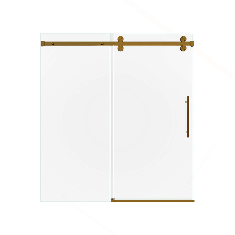 Porte de douche coulissante sans cadre élégante, durable, stable et peu encombrante, Or brossé