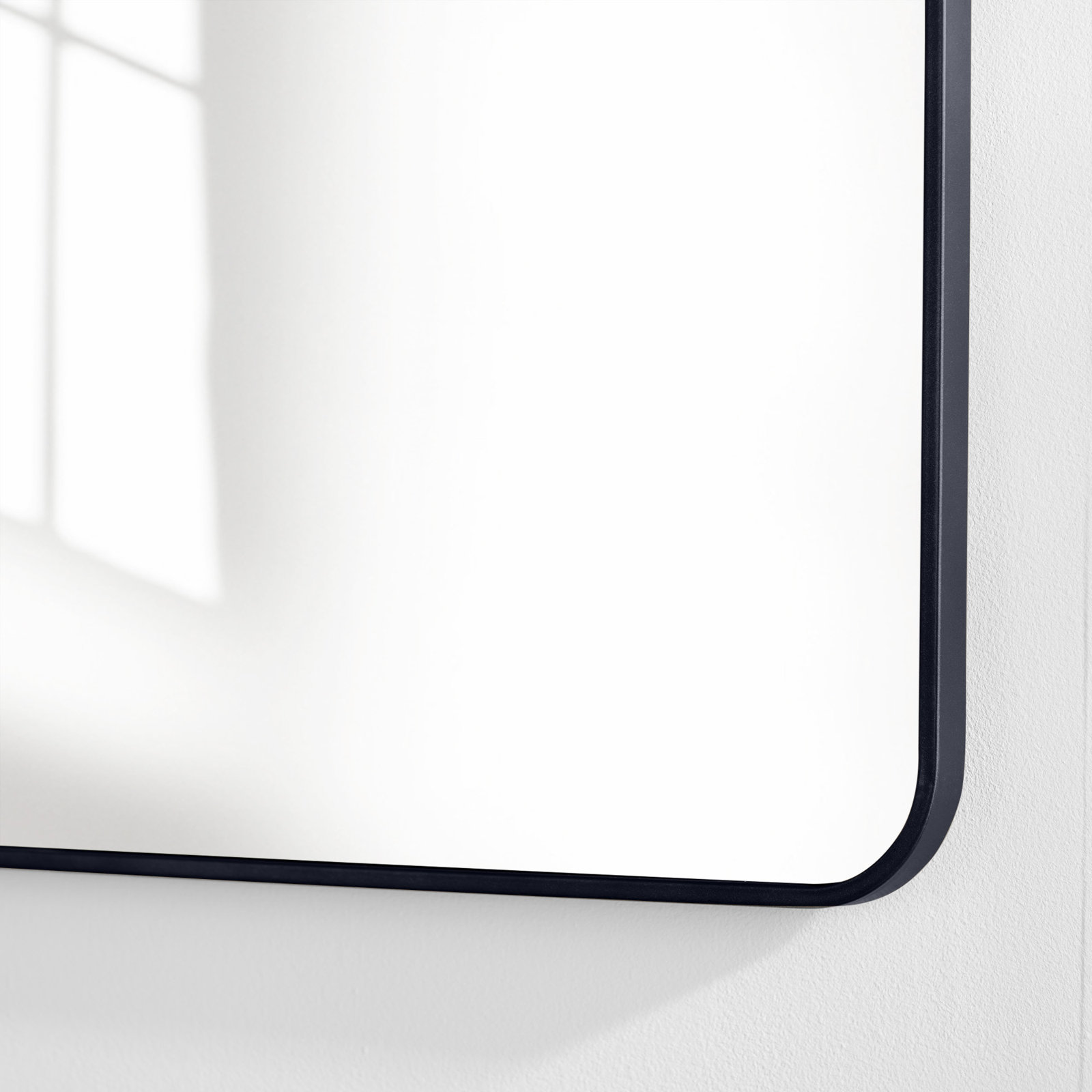 Sabine Metal Rounded Rectangle Wall Mirror, Black, 36" x 30"