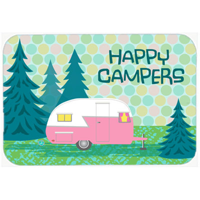 Caroline's Treasures Happy Campers Glamping Trailer Glass Cutting Board