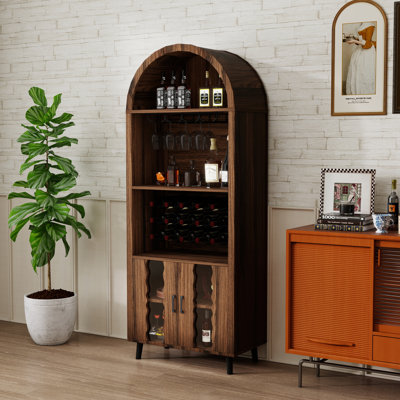 71" Tall Arched Display Bar Cabinet