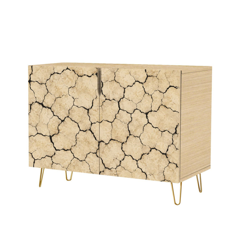 Buffet Buffet avec rangement Terre de terre craquelée tons beiges terreux avec 2 portes pour le salon et la cuisine