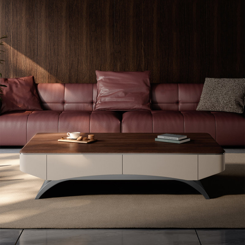 Luxury-Style Rectangular Solid Wood Coffee Table, 17.7" H x 55.1" L x 27.6" W