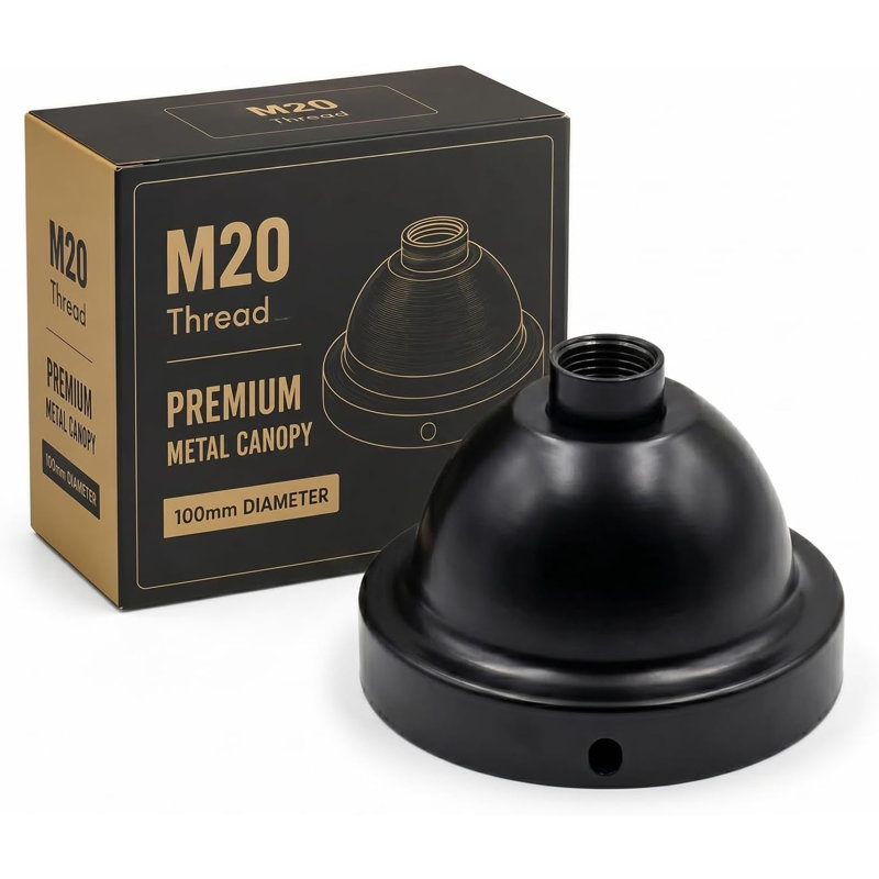 Industrial Metal Ceiling Rose Canopy Light Kit, 100mm Single Hole Side Fitting with M20 Female Thread for Pendant and Chandelier Lighting