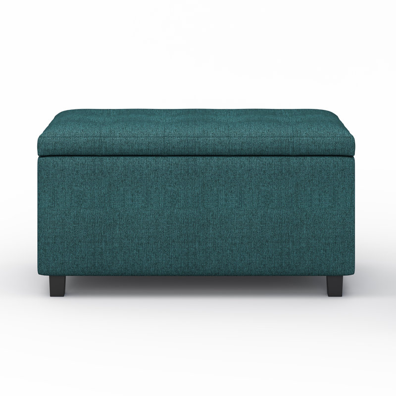 Teal Tufted Polyester Storage Footstool Ottoman