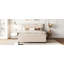 Lit plateforme tapissier avec tête de lit à motif brique et lit gigogne simple, tissu en lin pour un confort moderne et une efficacité d'espace-1153159578