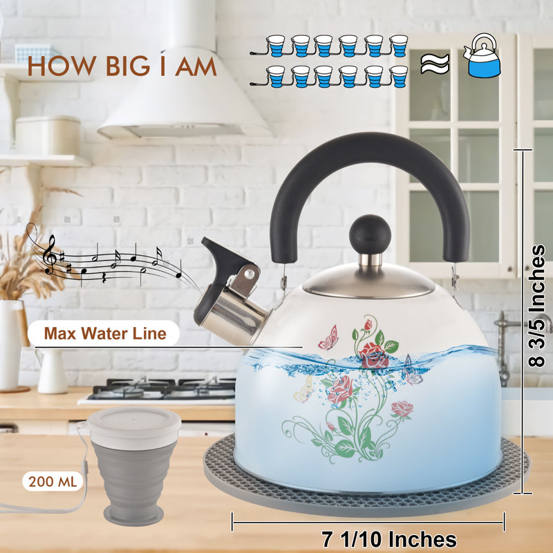 ARC 2 Quarts Stainless Steel Whistling Stovetop Tea Kettle