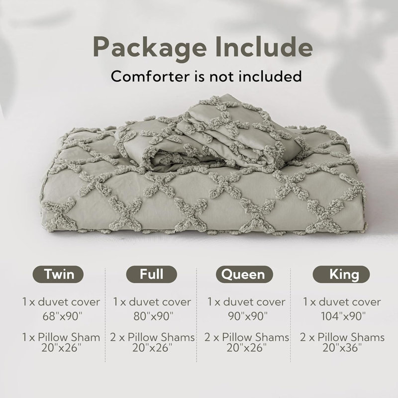 Duvet Cover, Queen Duvet Cover + 2 Standard Shams, Mist Sage