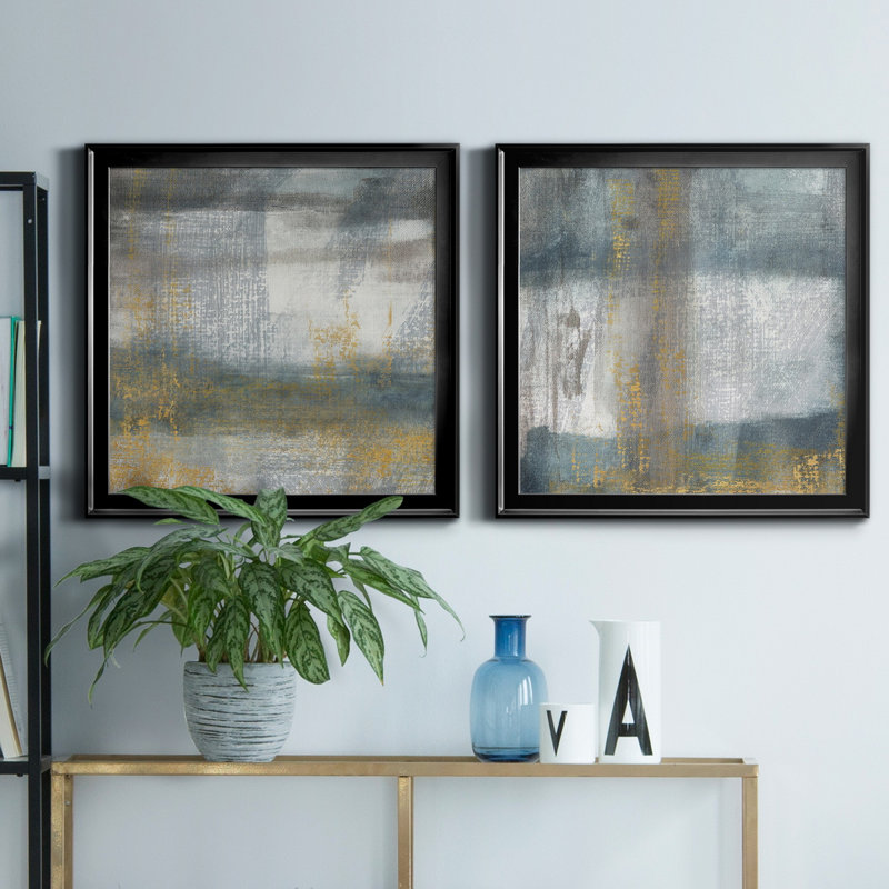 «Frost Valley Morning I», ensemble de 2 peintures sur toile encadrées, H 34,5 po x l 69 po x P 1,5 po, Noir