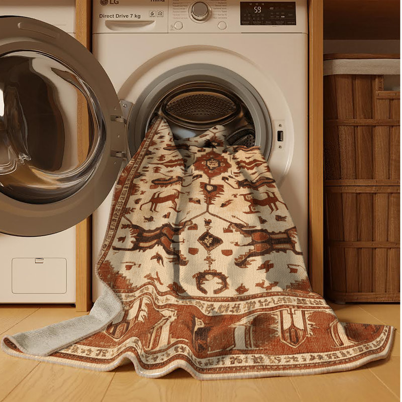 Machine Washable Persian Brown Area Rug, Runner 2' x 5'