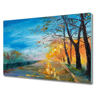 Kavit Tempered Glass Road Trees Chopping Board