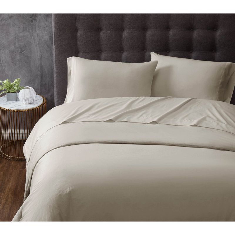 Ensemble de draps en microfibre antimicrobien Trely Calm, Ensemble de draps pour très grand lit + un drap-h, Kaki