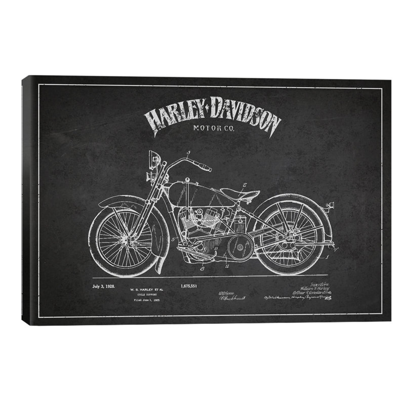 Harley-Davidson 1 Piece Floater Frame Wall Art on Canvas, 20.32 cm H x 30.48 cm W, No Frame