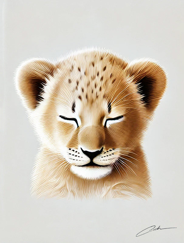Serene Baby Lion Cub - Art mural sur toile tendue, H 24 po x l 16 po