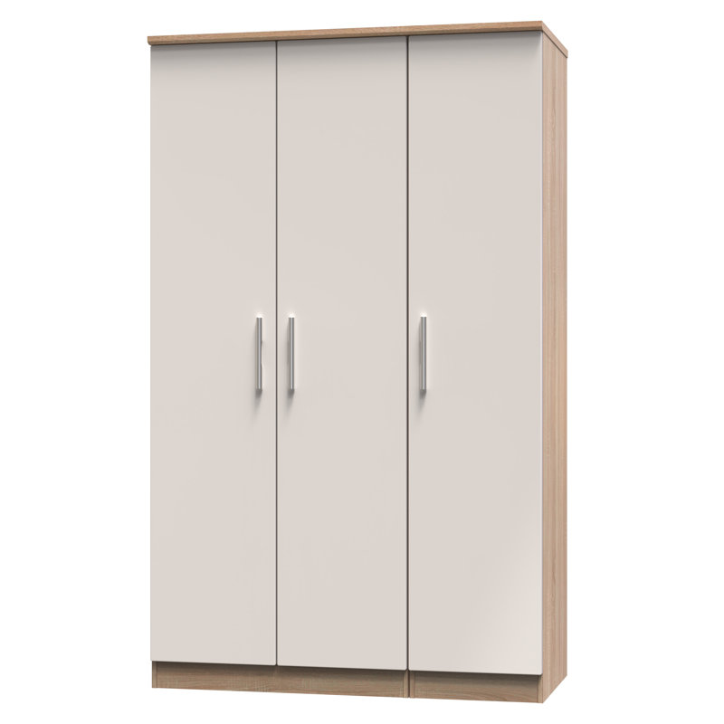 Borgeson Triple Plain Wardrobe, Kashmir Gloss/Bardolino Oak