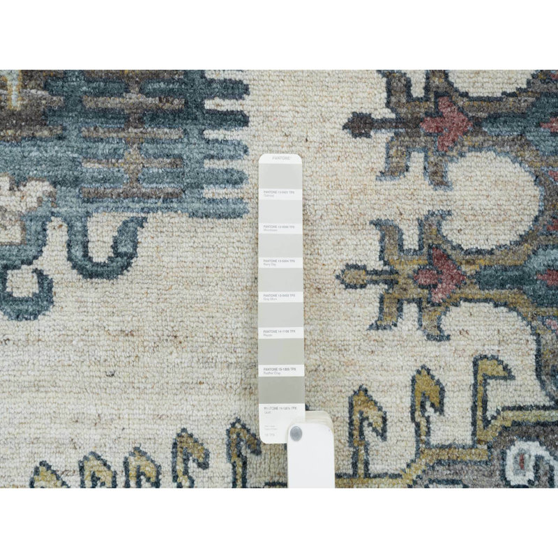 Tapis oriental ivoire en laine noué à la main 9 pi x 12 pi D307D97F651249FABEA69F456A7E538E