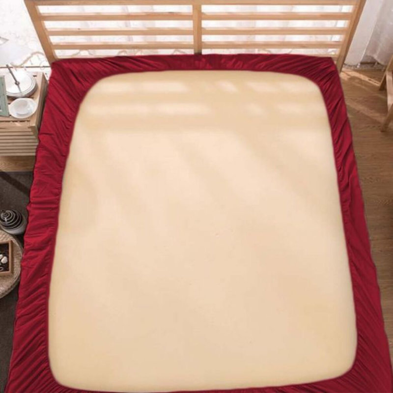 400TC Sateen Solid Cotton Fitted Sheet Fits Upto 12" Deep Pocket, California King Fitted Sheet, Burgundy