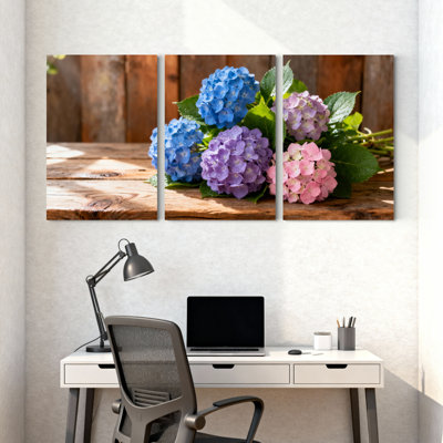 Hydrangea, reproduction d'art sur toile tendue sur toile, ensemble de 3