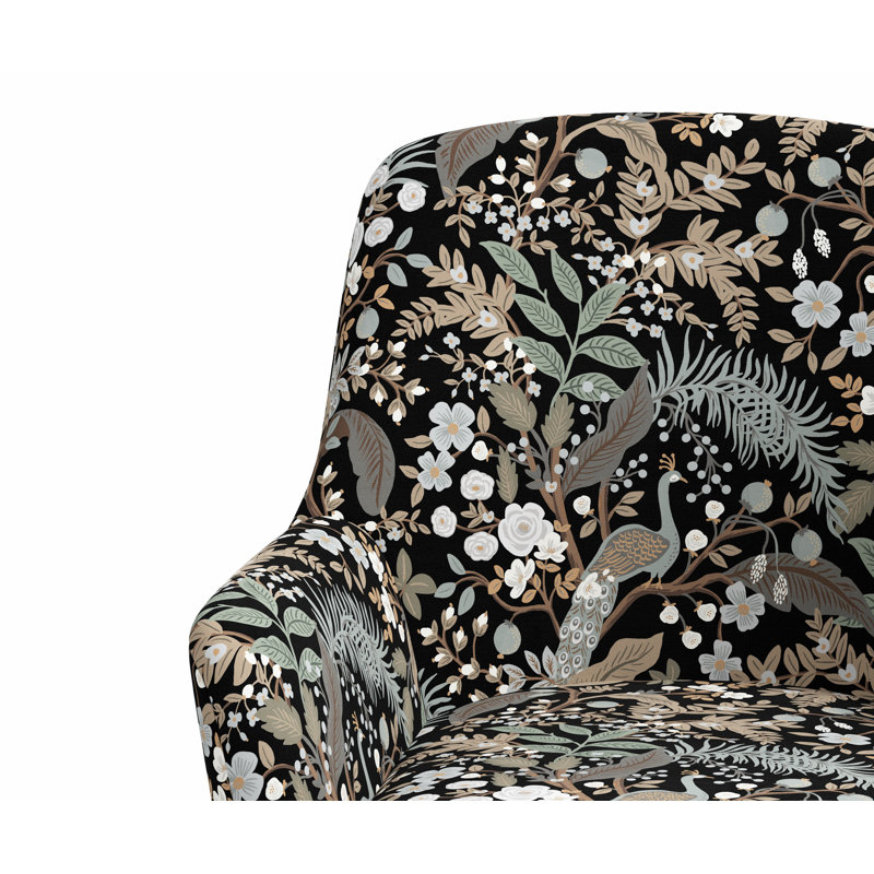 Chaise de bureau avec base Yvette, Lin noir RPC Peacock, Matte Black