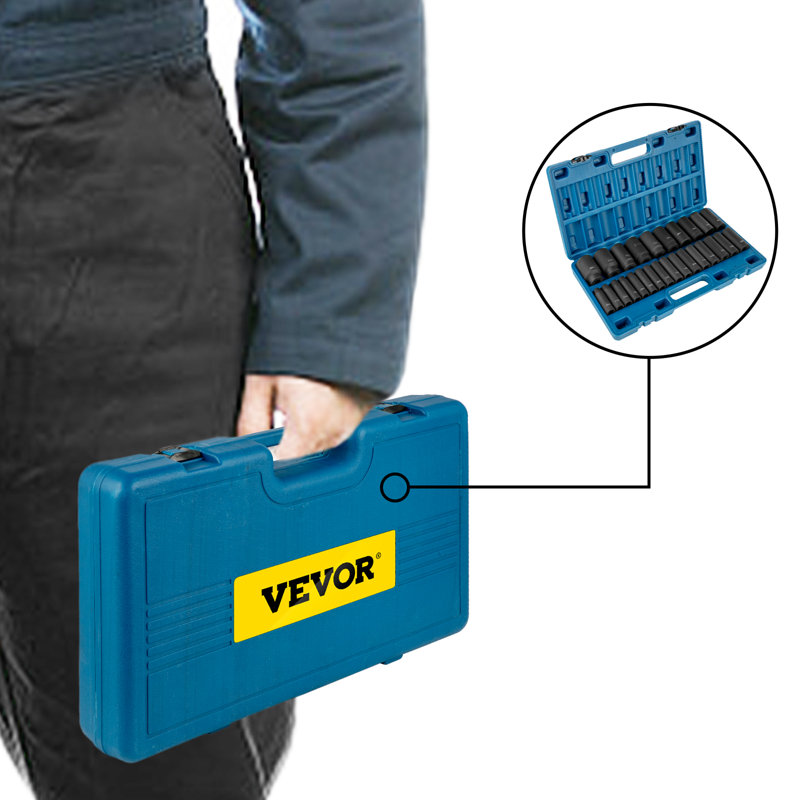 Impact Socket Set 1/2 Inches 26 Piece Impact Sockets, Deep Socket