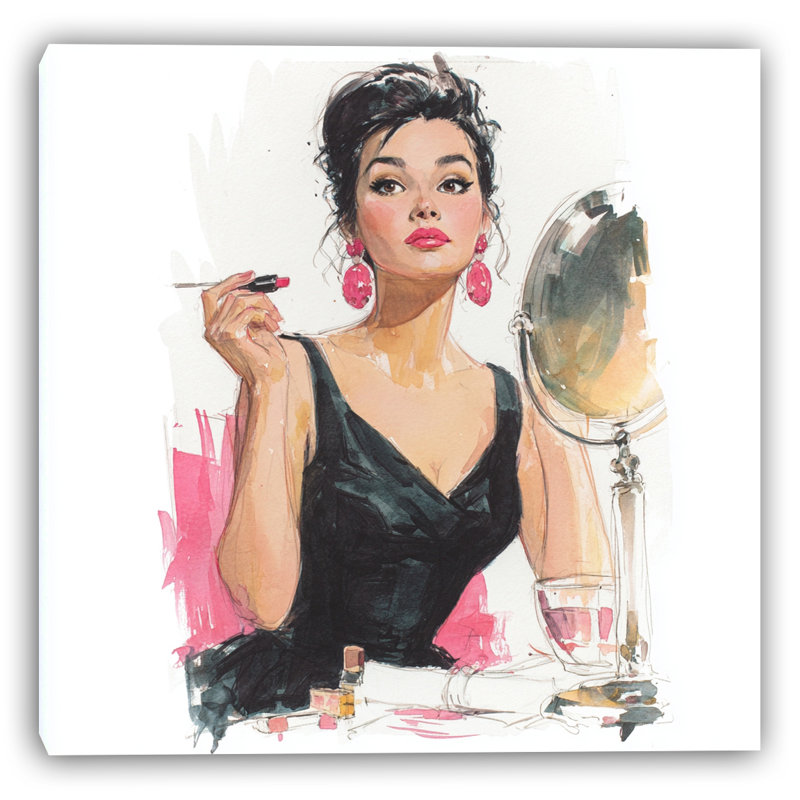 Pink Glamour Reflection Wrapped Canvas Wall Art