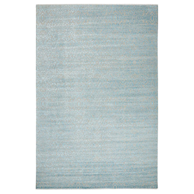 Blue Vintage Traditional Wool Silk Blend Rug - 12' x 17'9"