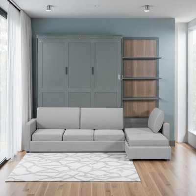 Queen Size Murphy Bed Wall Bed With Sofa And Shelves