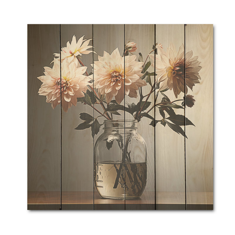 «Mums Minimalisme Dream Photo I - Mums», art sur bois de pin naturel, H 36 po x l 36 po