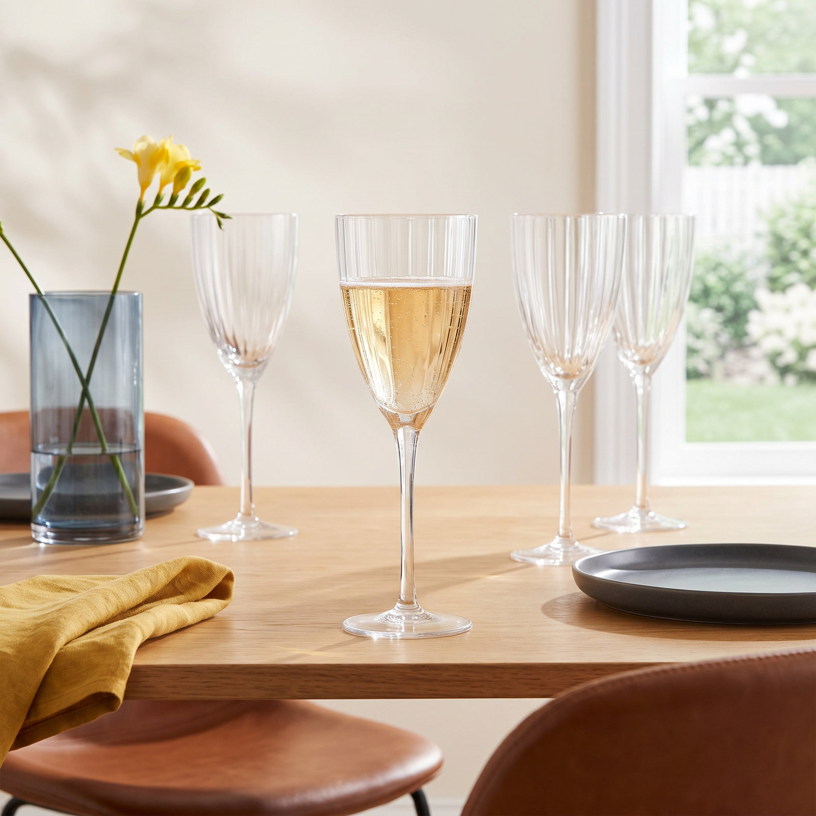 Boulder Ribbed White Wine Glass, Clear