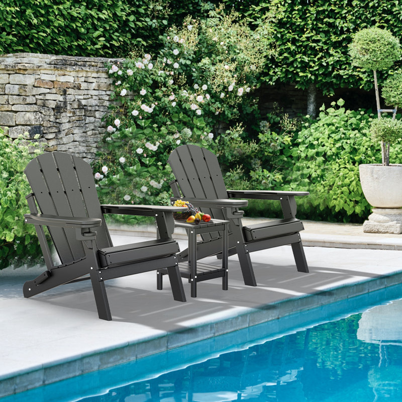 Felten Plastic Folding Adirondack Chair, Noir