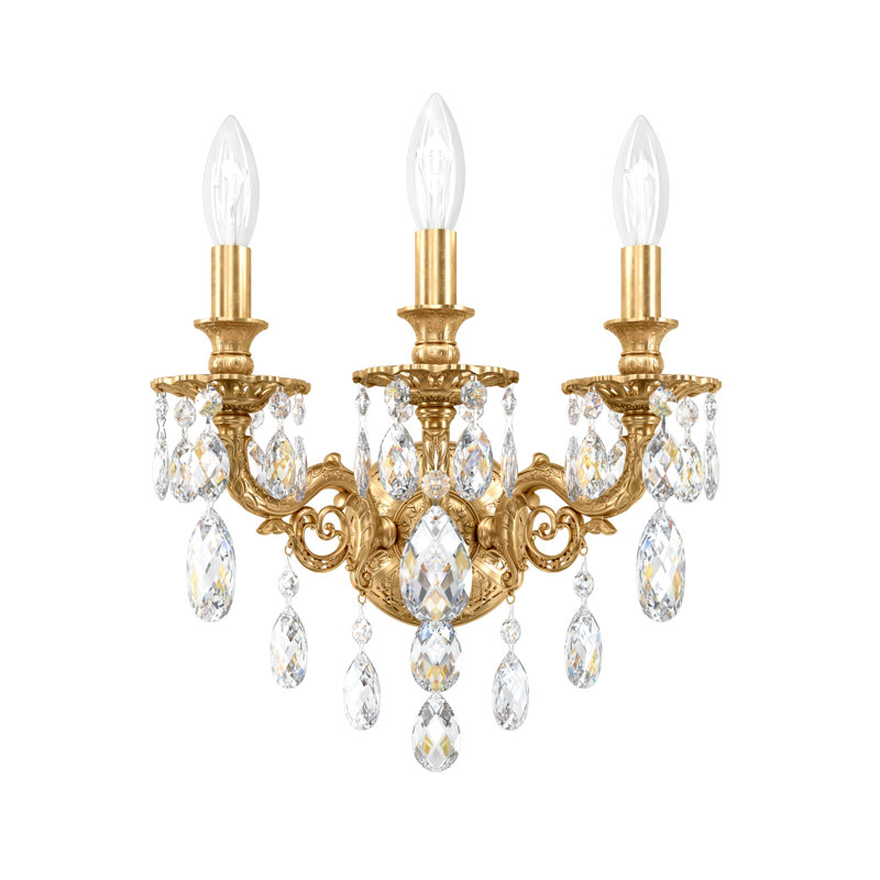 3 - Light Candle Wall Light, Incandescent, Strass Clear, Aurum