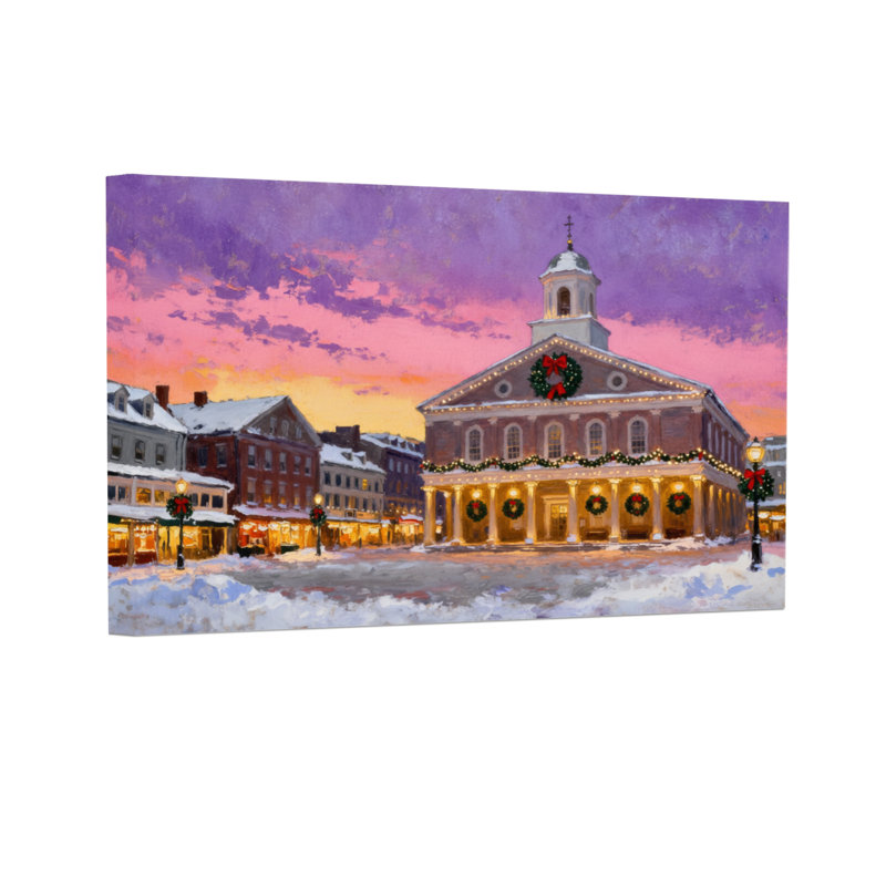 Place du marché de Noël au crépuscule, H 12 po x l 18 po