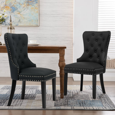 Chaises de salle à manger capitonnées et rembourrées en cuir