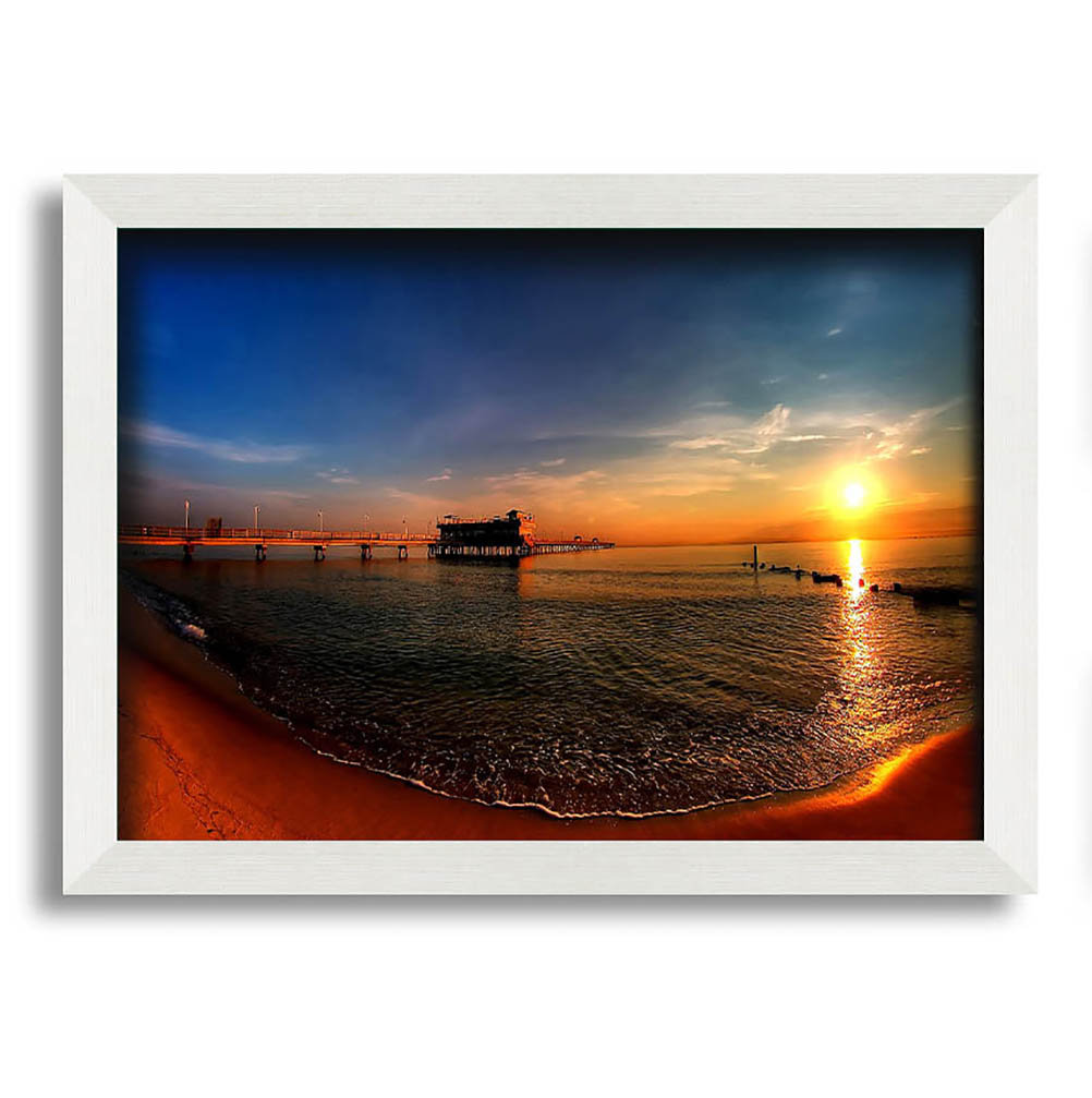 Sonnenaufgang Meeresblick Pier Gerahmter Druck