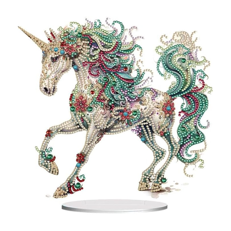 Pascarella 5D DIY Colourful Unicorn Diamond Painting Kit Tabletop Decoration
