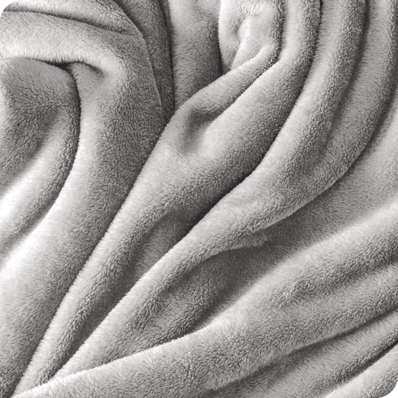 Bare Home Microplush Fleece Blanket - Fuzzy, Warm, Bed/Throw Blanket, Light Gray, King