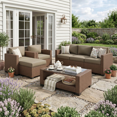 7 Piece Sectional Seating Group With , Coffee Table, 6317Cl-B