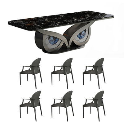 Modern Dining Table And Chairs Rectangular 35.4'' W Dining Set