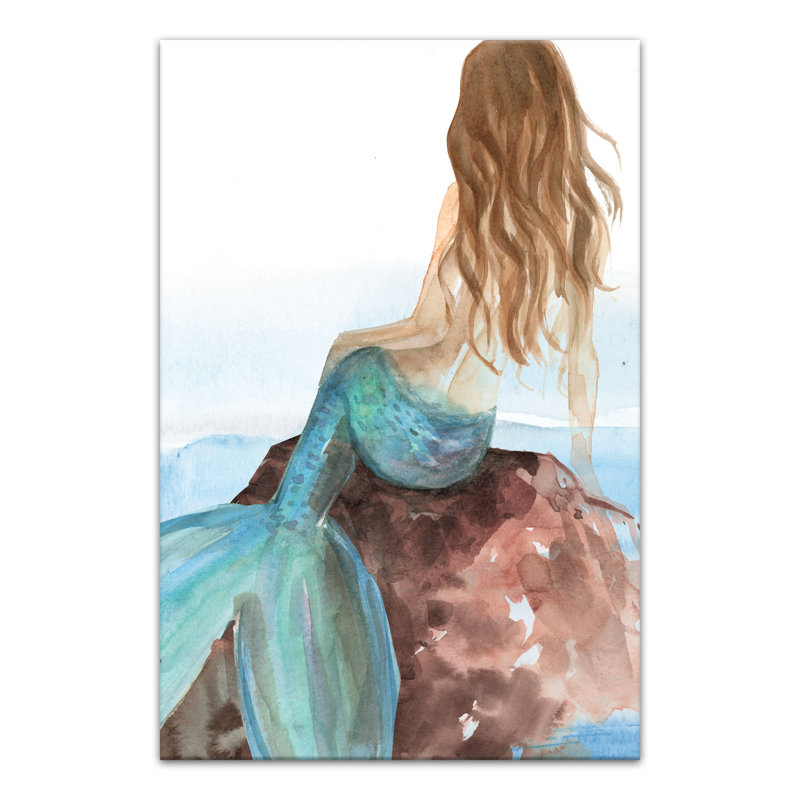 «Mermaid On A Rock On», reproduction sur toile, H 36 po x l 24 po x P 1,25 po
