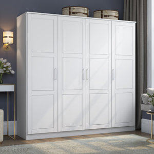 (  pick up  2 box ) Cosmo 100% Solid Wood 4-door Wardrobe Armoire