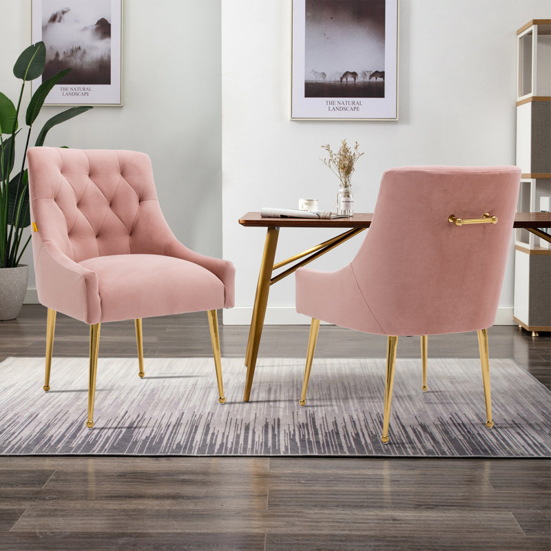 Arbri Velvet Side Chair, Pink Velvet