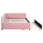 Lit de jour rembourré en tissu rose avec couchette et sans sommier polyvalent --513045346