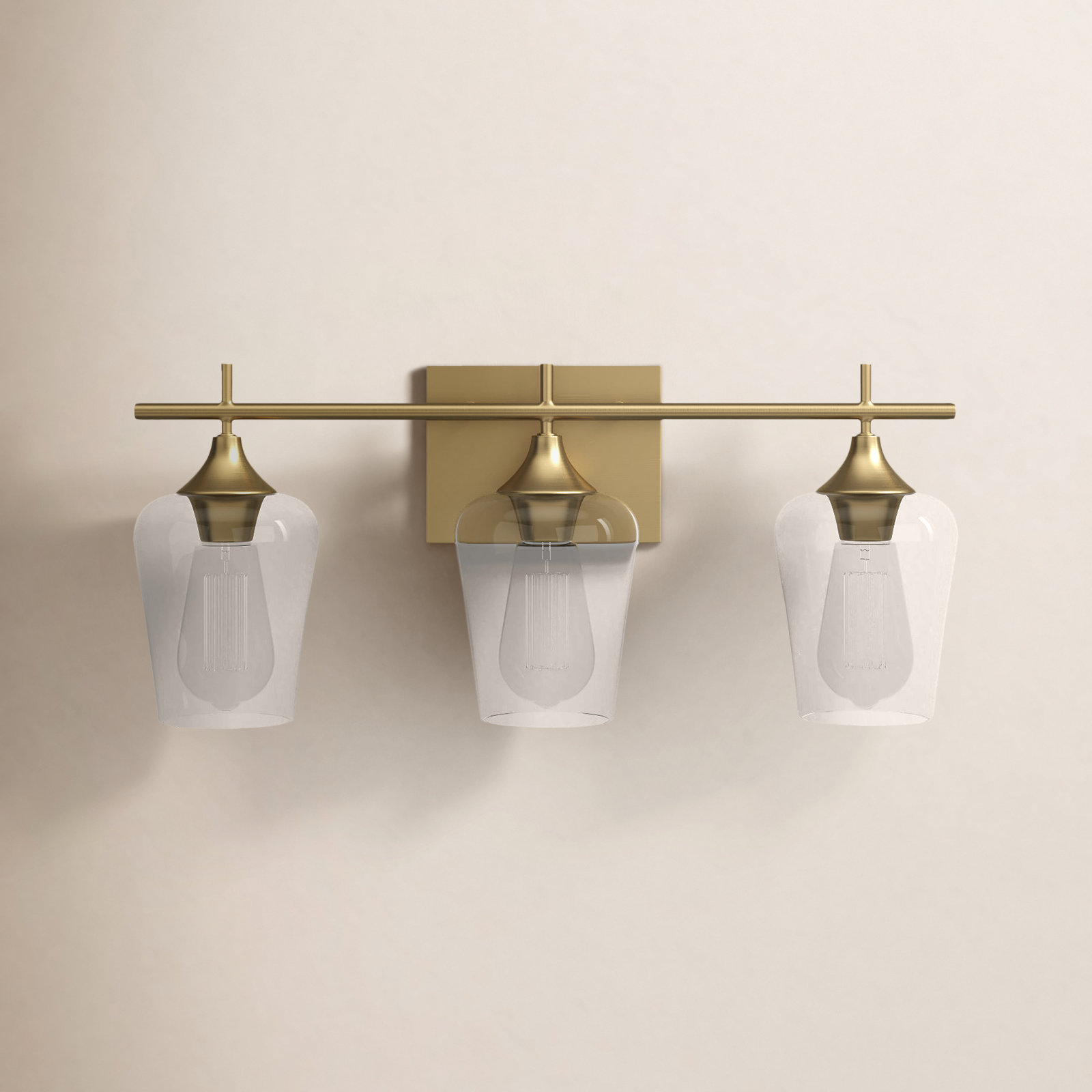 Breena 3-Light Dimmable Vanity Light, Warm Brass, Clear