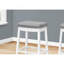 Bar Stool, Set Of 2, Bar Height, Saddle Seat, White Wood, Grey Leather Look, Transitional-386485445-386485435