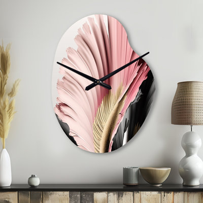 Pink And Grey Gerbera Hyper realistic Flowers - Gerbera Asymmetrical Metal Wall Clock, Pink Unique Shape Metal Clock Print