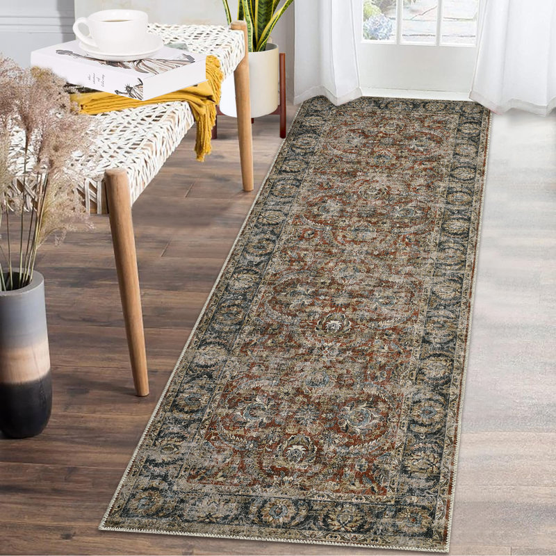 Luedora Washable Oriental Rug, Tapis de couloir 2 pi x 6 pi